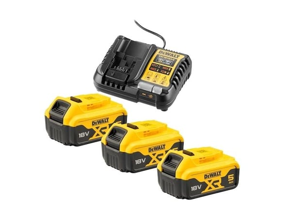 DeWALT DCB1104P3-QW, Akku- ja laturisetti, Litiumioni (Li-Ion), 5 ah, 18 V, Musta, Keltainen, AC