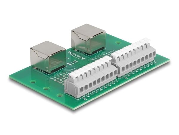 Delock - Nettverksadapter - RJ-45 (hunn) til 9-pins terminalblokk - DIN-rail mountable, trykknapp, 3,81 mm stigning, stifttilordning: 1:1
