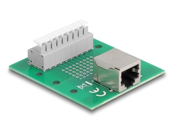 Delock - Nettverksadapter - RJ-45 (hunn) til 9-pins terminalblokk - DIN-rail mountable, trykknapp, 3,81 mm stigning, stifttilordning: 1:1