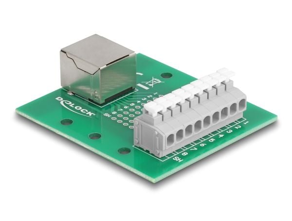 Delock - Nettverksadapter - RJ-45 (hunn) til 9-pins terminalblokk - DIN-rail mountable, trykknapp, 3,81 mm stigning, stifttilordning: 1:1