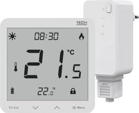 Trådlös rumsregulator, 2-läges batteridriven väggmontage T-3.2 vit STT-3.2WH