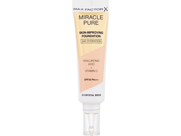 MAX FACTOR Miracle Pure Skin Langvarig Makeup Base SPF30, 30 ml, 33 Crystal Beige