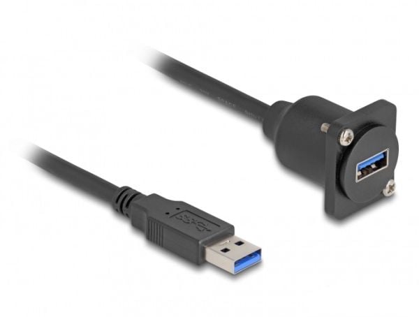 Delock D-tyypin USB 5 Gbps -kaapeli tyyppi-A uros tyyppi-A naaras musta 20 cm