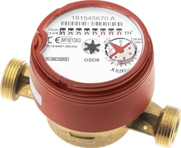 BMETERS antimagnetisk vannmåler GSD8-I varmtvann 1/2" AC Q3-2,5 m3/h Tmax:90°C L=110mm MID R100/R50 AM