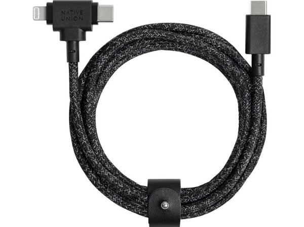 Native Union Belt Cable Duo, 1,5 m, USB C, USB C/Lightning, Sort