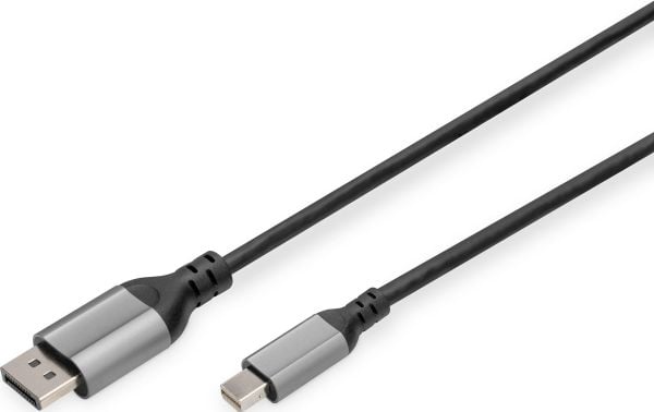DIGITUS - DisplayPort-kabel - Mini DisplayPort (hann) til DisplayPort (hann) - DisplayPort 1.4 - 2 m - 8 K 60 Hz (7680 x 4320) støtte, 4K 144Hz stø...