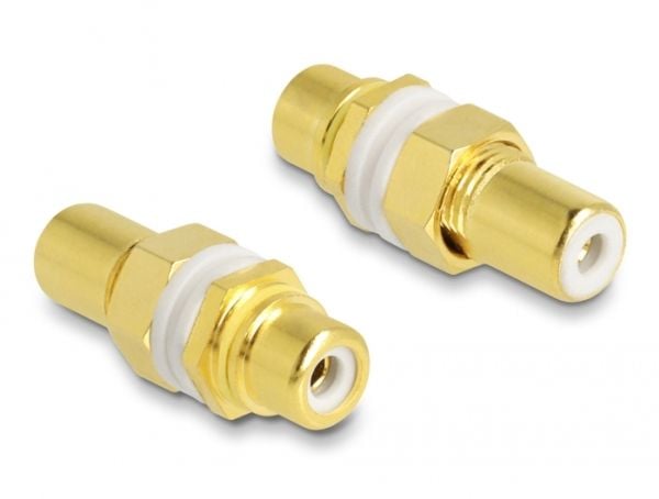 Delock - Audioadapter - RCA hunn til RCA hunn - hvit ring, gull