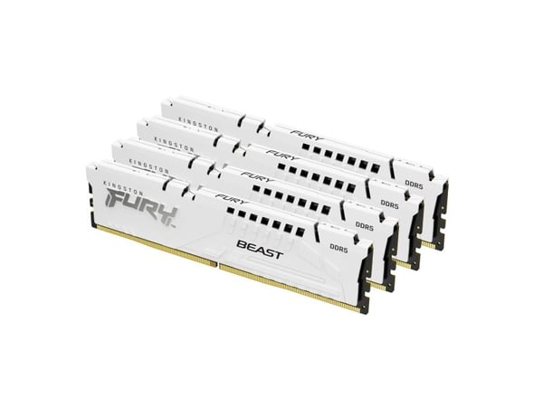 Kingston Technology FURY Beast 128 Gt 5200 MT/s DDR5 CL40 DIMM (2 kpl:n pakkaus) , valkoinen, XMP, 128 GB, 4 x 32 GB, DDR5, 288-pin DIMM, Valkoinen