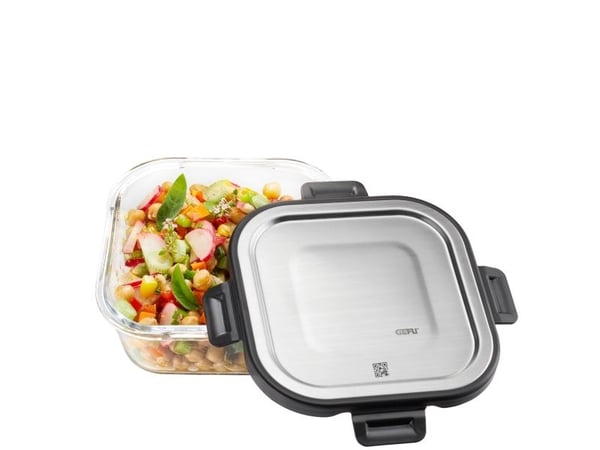 GEFU 12757, Container, Torg, 0,8 l, Svart, Transparent, Glas, Plast, Silikon, Rostfritt stål, 300 ° C