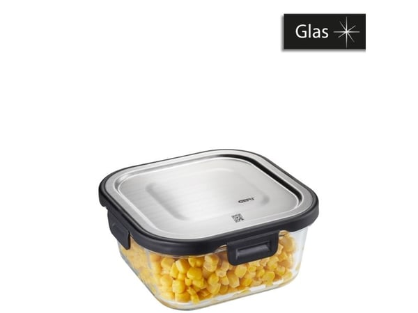 GEFU 12757, Beholder, firkant, 0,8 l, Sort, Gjennomsiktig, Glass, Plast, Silikon, Rustfritt stål, 300 °C