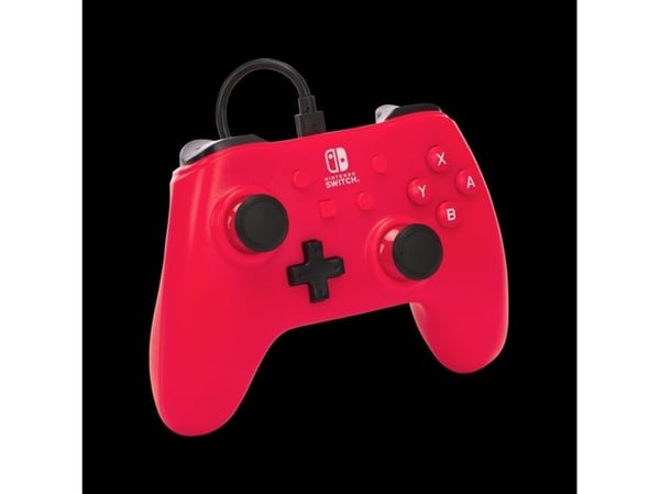 PowerA - Håndkonsoll - kablet - bringebærrød - for Nintendo Switch, Nintendo Switch 2, Nintendo Switch OLED