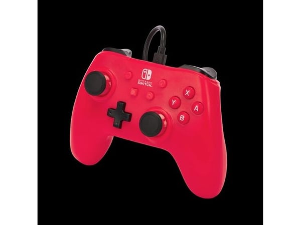 PowerA - Håndkonsoll - kablet - bringebærrød - for Nintendo Switch, Nintendo Switch 2, Nintendo Switch OLED