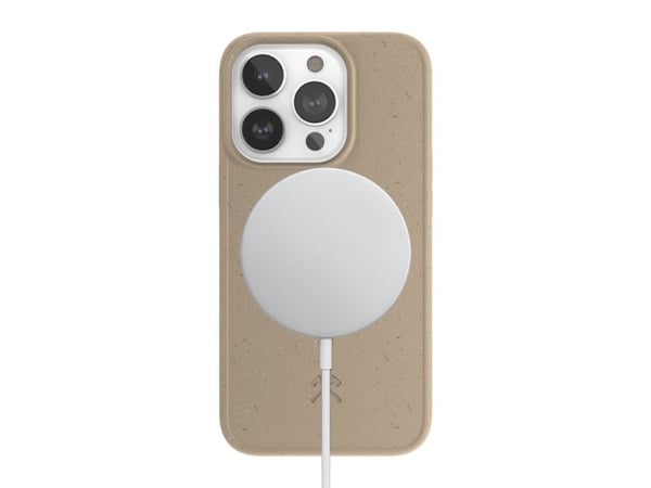 Woodcessories Bio Case - Baksidesskydd för mobiltelefon - MagSafe-kompatibilitet - växtstärkelse, vetek och halmblandning - taupebrun - för Apple i...