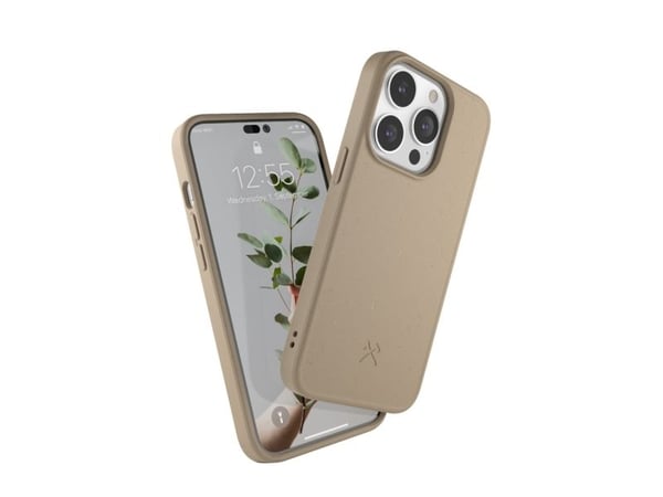 Woodcessories Bio Case - Baksidesskydd för mobiltelefon - MagSafe-kompatibilitet - växtstärkelse, vetek och halmblandning - taupebrun - för Apple i...