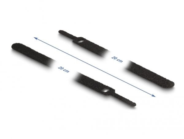 DeLOCK 19011, Koukullinen ja lenkillinen nippuside, Musta, 200 mm, 12 mm, 10 kpl