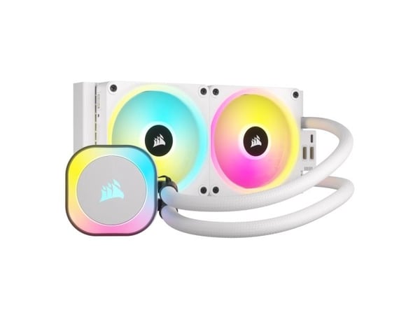 Corsair H100I, Hybridijäähdytin, 12 cm, 480 RPM, 2400 RPM, 63,1 cfm, Valkoinen