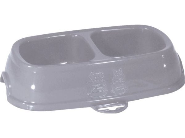 Zolux ZOLUX BREAK 13 skål, plast, anti-skli, dobbel, 0,2l + 0,2l, grå (574355GPI)
