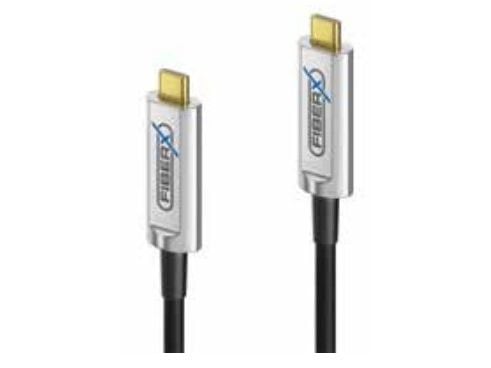 FiberX FX-I600-012, 12 m, USB C, USB C, USB 3.2 Gen 1 (3.1 Gen 1), 10 Gbit/s, Sort, Sølv