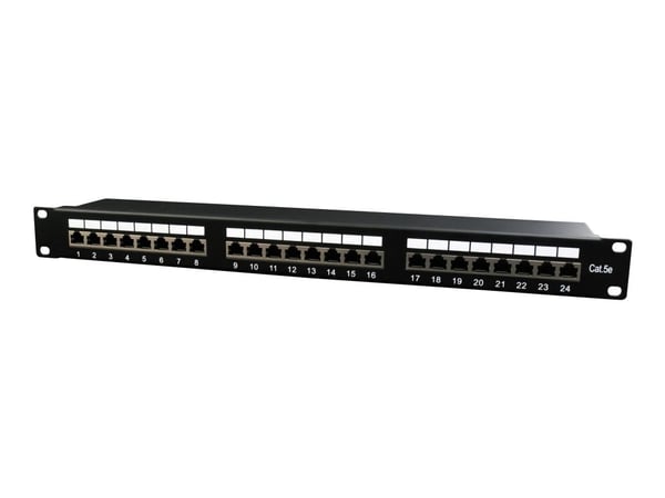 Gembird NPP-C524-002 - Patchpanel med kabelstyring - CAT 5e - STP - svart - 1U - 19" - 24 porter