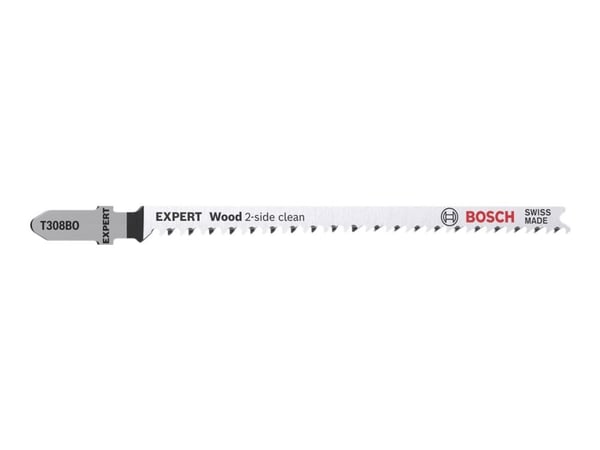 Bosch Expert Wood 2-side clean T308 BO - Stikksagblad - for kryssfinér, bløtt tre, solid wood furniture board - 5 deler - lengde: 117 mm