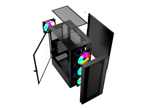 Gembird Fornax 4000 - Mid tower - ATX - sidepanel med vindu (glass) - ingen strømforsyning (ATX) - svart - USB/lyd