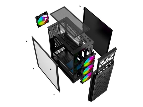 Gembird Fornax 400X - Tower - ATX - sidepanel med vindu (herdet glass) - ingen strømforsyning (ATX) - svart - USB/lyd