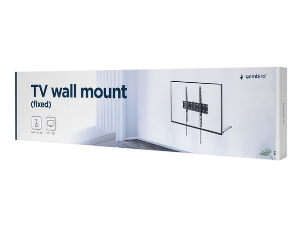 Gembird WM-55F-02 - Monteringssats - fixerad - för platt panel - 40 kg - stål - svart av fin textur - skärmstorlek: 32"-55" - väggmonterbar