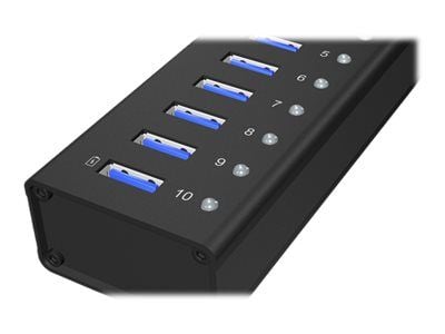 ICY BOX IB-AC6110 - Hub - 10 x SuperSpeed USB 3.0 - stasjonær