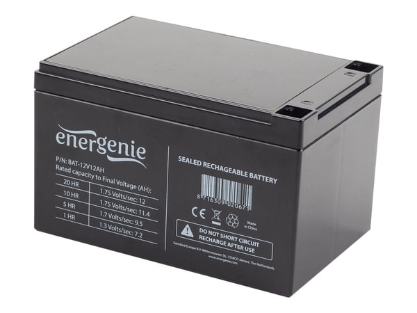 Gembird BAT-12V12AH, Sealed Lead Acid (VRLA), 12 V, 12 ah, 1 kpl, 5 vuosi/vuosia, Musta
