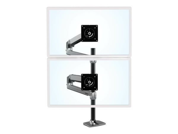 Ergotron LX - Monteringssett (dobbel stablearm, høy stang) - for 2 LCD-skjermer - aluminium, stål - polert aluminium med svarte aksenter - skjermst...