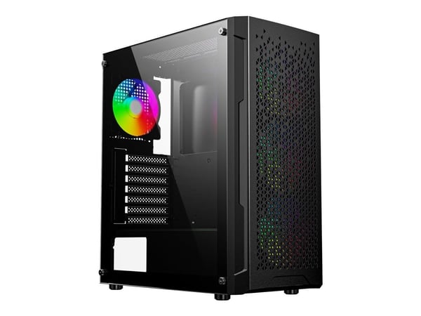 Gembird Fornax 400X - Tower - ATX - sidepanel med vindu (herdet glass) - ingen strømforsyning (ATX) - svart - USB/lyd