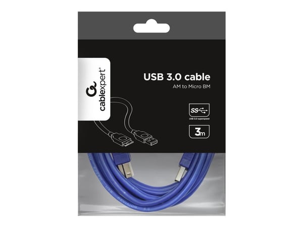 Gembird CCP-MUSB3-AMBM-10 - USB-kaapeli - Micro-USB tyyppi B (uros) - USB tyyppi A (uros) - USB 3.0 - 3 m - muotoiltu