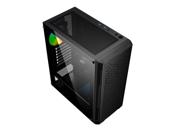 Gembird Fornax 400X - Tower - ATX - sidepanel med vindu (herdet glass) - ingen strømforsyning (ATX) - svart - USB/lyd