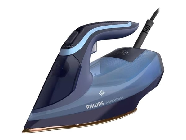 Philips Azur 8000 Series DST8020/21 Höyrysilitysrauta, Höyrysilitysrauta, SteamGlide Elite -pohjalevy, 2,5 m, 210 g/min, Sininen, 45 g/min