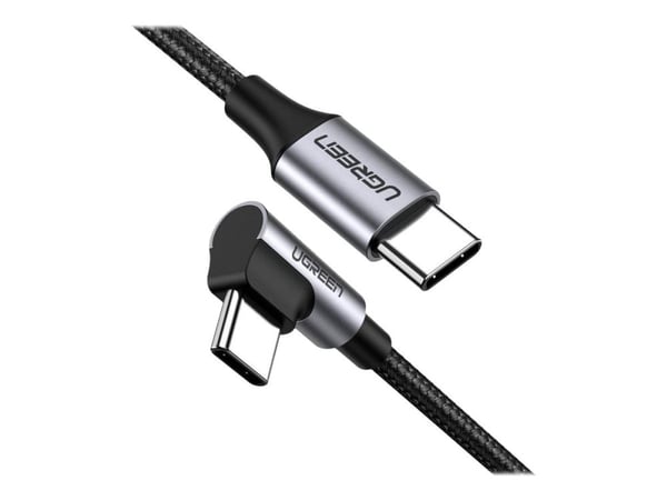 USB-C-USB-C-kaapeli, kulma UGREEN QC 3.0 PD 3A 60W 1m (musta)
