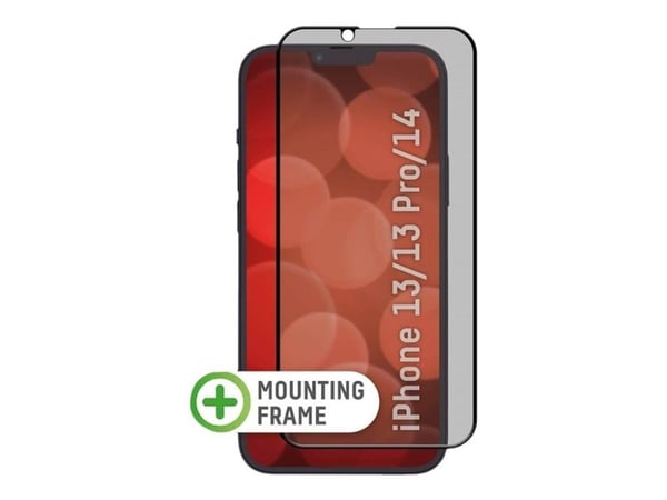 DISPLEX Real Glass - Skjermbeskyttelse for mobiltelefon - 3D - glass - med personvernsfilter - 2-veis - klebemiddel - rammefarge svart - for Apple ...