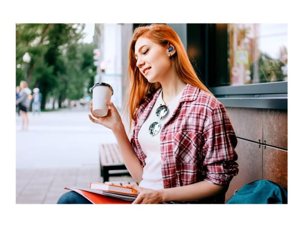 JVC HA-A6T - Gumy Mini - True wireless-hodetelefoner med mikrofon - i øret - Bluetooth - blåbær
