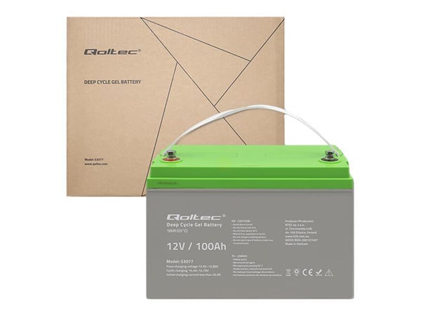 Qoltec - UPS-batteri - 30.5 kg, deep cycle gel - 1 x batteri - gel - 100 Ah