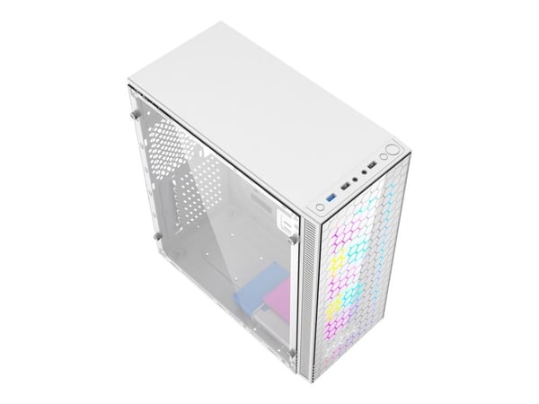 Gembird Fornax 500 - Tower - ATX - genomskinlig sidopanel (glas) - ingen strömförsörjning (ATX) - vit - USB/ljud
