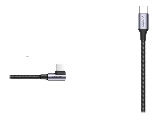 USB-C-USB-C-kaapeli, kulma UGREEN QC 3.0 PD 3A 60W 1m (musta)
