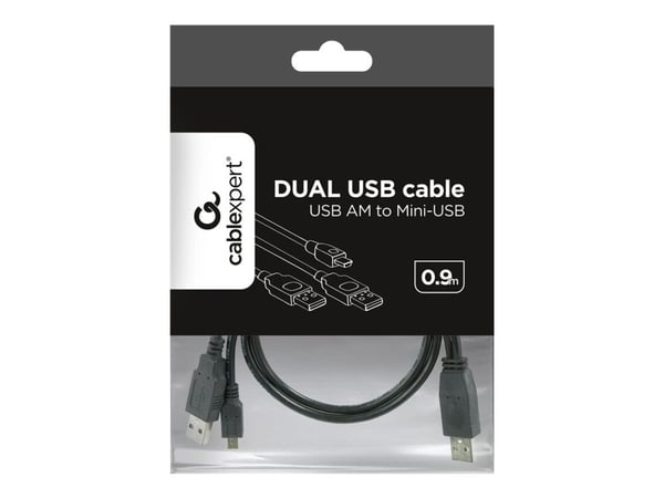 Gembird CCP-USB22-AM5P-3 - USB-kaapeli - mini-USB tyyppi B (uros) - USB (uros) - 90 cm - muotoiltu - musta