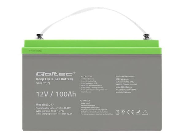 Qoltec - UPS-batteri - 30.5 kg, deep cycle gel - 1 x batteri - gel - 100 Ah
