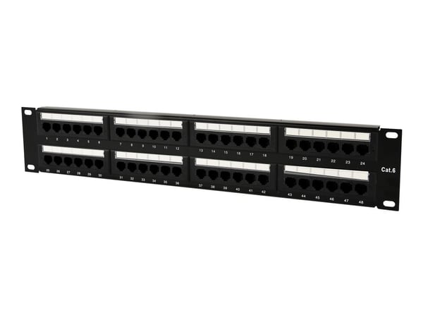 Gembird NPP-C648CM-001 - Patchpanel med kabelstyring - CAT 6 - svart - 2U - 19" - 48 porter