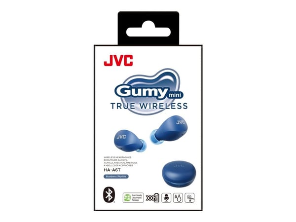 JVC HA-A6T - Gumy Mini - True wireless-hodetelefoner med mikrofon - i øret - Bluetooth - blåbær