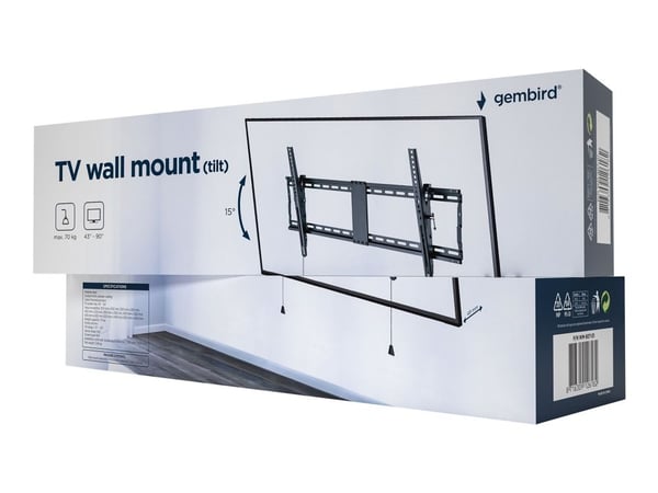 GEMBIRD WM-90T-01 TV seinäkiinnike kallistus 43-90 tuumaa 70 kg:n painoon asti