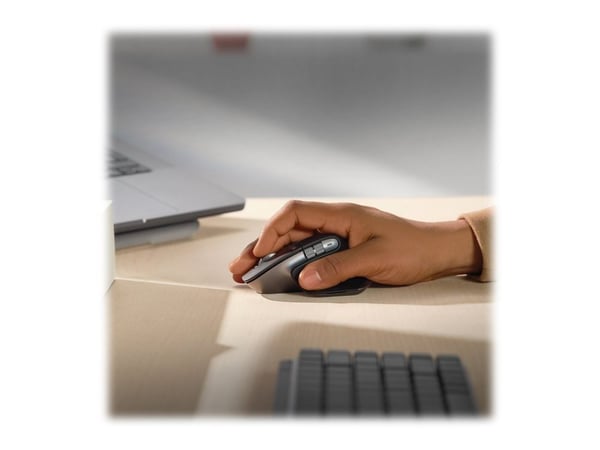 Logitech Master Series MX Master 3S - Hiiri - ergonominen - optinen - 7 painiketta - langaton - Bluetooth - avaruudenharmaa - Apple MacBookille