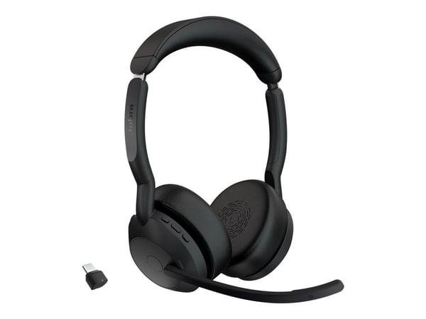 Jabra Evolve2 55 UC Stereo - Hodesett - on-ear - Bluetooth - trådløs - aktiv støydemping - USB-C - svart - Zoom Certified, Cisco Webex Certified, A...