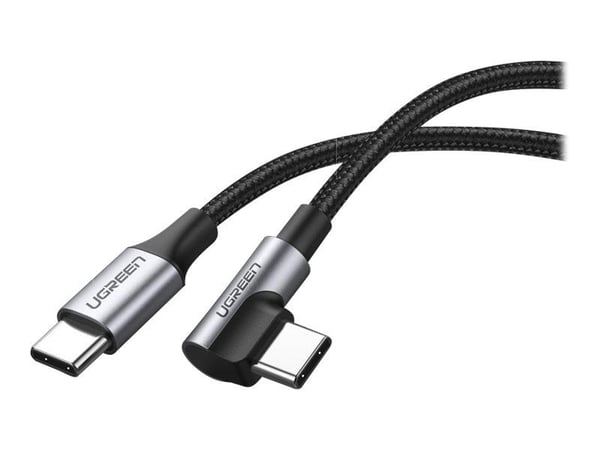 USB-C-USB-C-kaapeli, kulma UGREEN QC 3.0 PD 3A 60W 1m (musta)