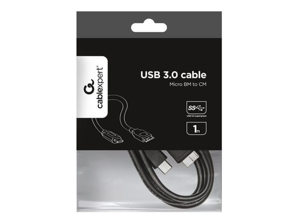 Gembird CCP-USB3-MBMCM-1M - USB-kaapeli - Micro-USB tyyppi B (uros) - USB-C (uros) - USB 3.1 Gen 2 - 1,5 A - 1 m - muotoiltu - musta