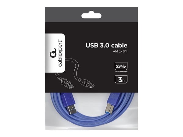 Gembird - USB-kaapeli - USB Type A (han) til USB Type B (han) - USB 3.0 - 3 m - formet - blå